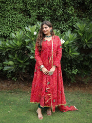 Heavy Designer Red Colour Printed Anarkali Suit