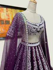 Purple Silk Lehenga Choli with Heavy Embroidery thread Work