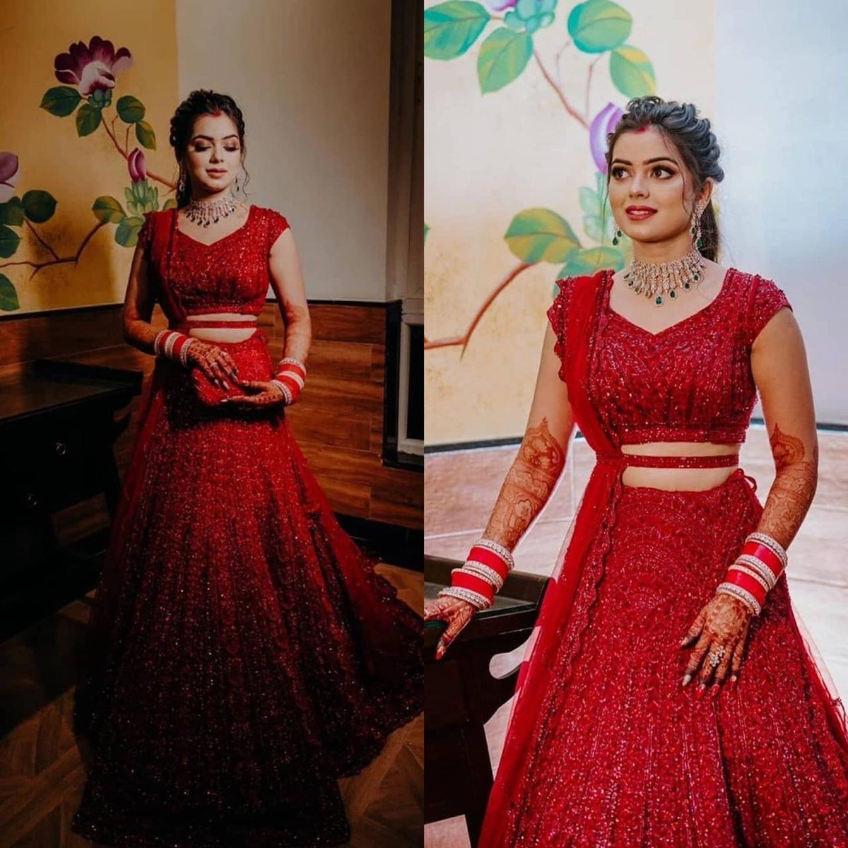 This Bride Wore The Monochrome Red Lehenga Better Than Priyanka Chopra! -  Wedbook | Indian bridal dress, Red lehenga, Indian bride outfits