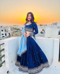 Blue Soft Georgette Lehenga choli with Embroidery work with Soft Georgette Dupatta