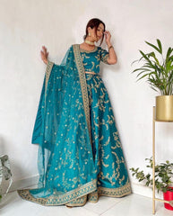 Bottle Green color Lehenga Choli with Heavy Embroidery work