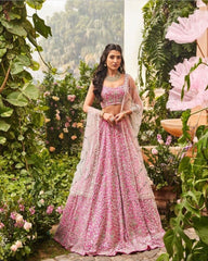 Rani Pink color Silk Lehenga Choli with Heavy Embroidery work