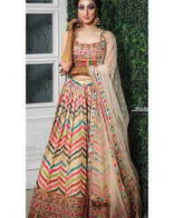 Multi Color Georgette With Embroidery And Sequence Work Lehenga Choli