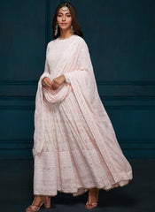 Pink Colour Embroidery Work Beautiful Anarkali Dress