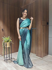 Lycra Ready To Wear Saree With Metal Belt