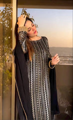 Black Squance Embroidery Work Festival Wear Salwar Kameez