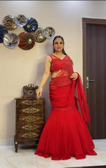 Designer Red Color Soft Georgette Lehenga Choli