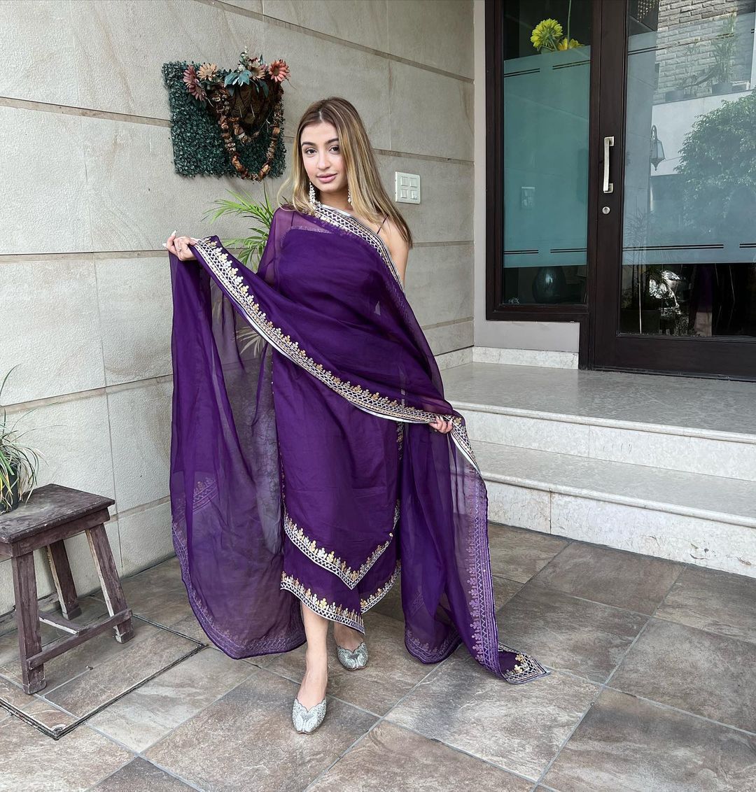 Purple Embroidery Work Designer Salwar Suit