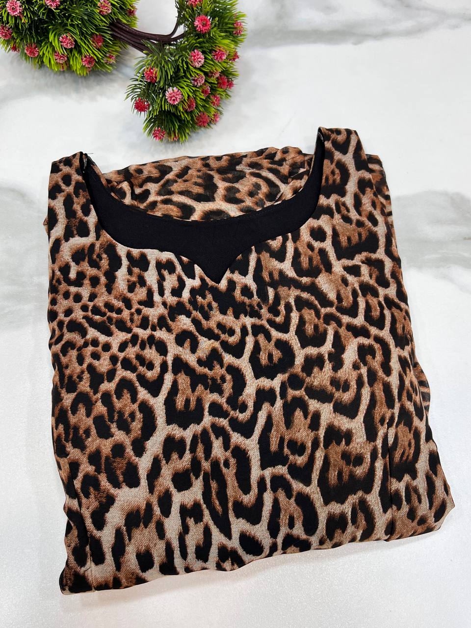 Pure soft fox georgette leopard trendy nyra style kurta