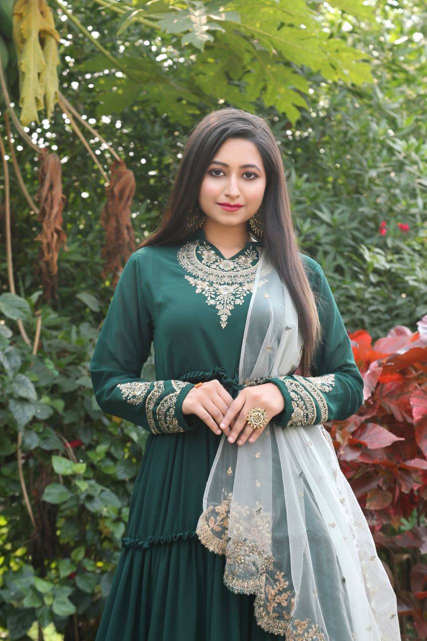 Green Colour Gown Indian Designer Wedding Gown Indian Wedding Wear Rea ManMohit Fashion Green Colour Gown Indian Designer Wedding Gown Indian Wedding Wear Rea ManMohit Fashion