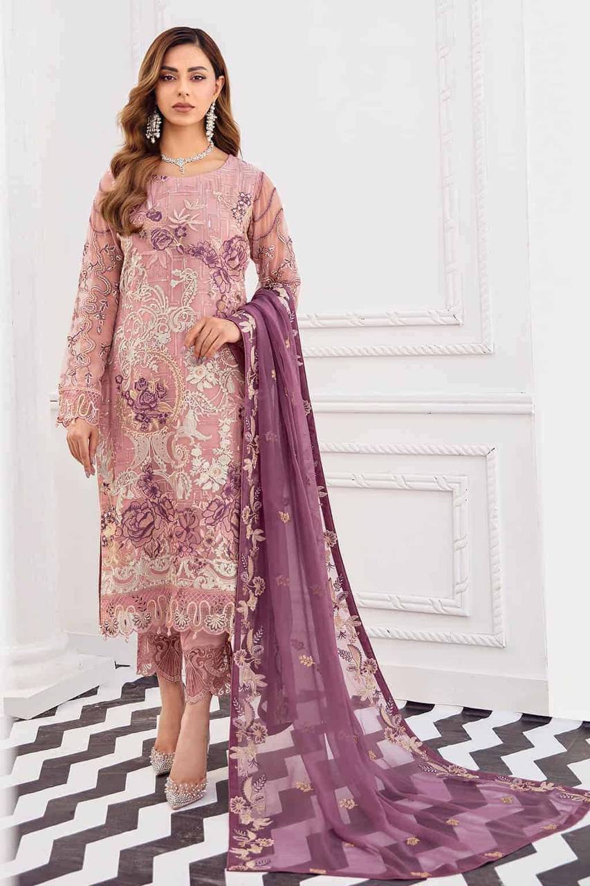 Pink Coluer Indian Wedding Pakistani Salwar Kameez Suit Redaymade Party Wear Beautiful Pent Hevay Embrodirey Work Trouser Pent Dress
